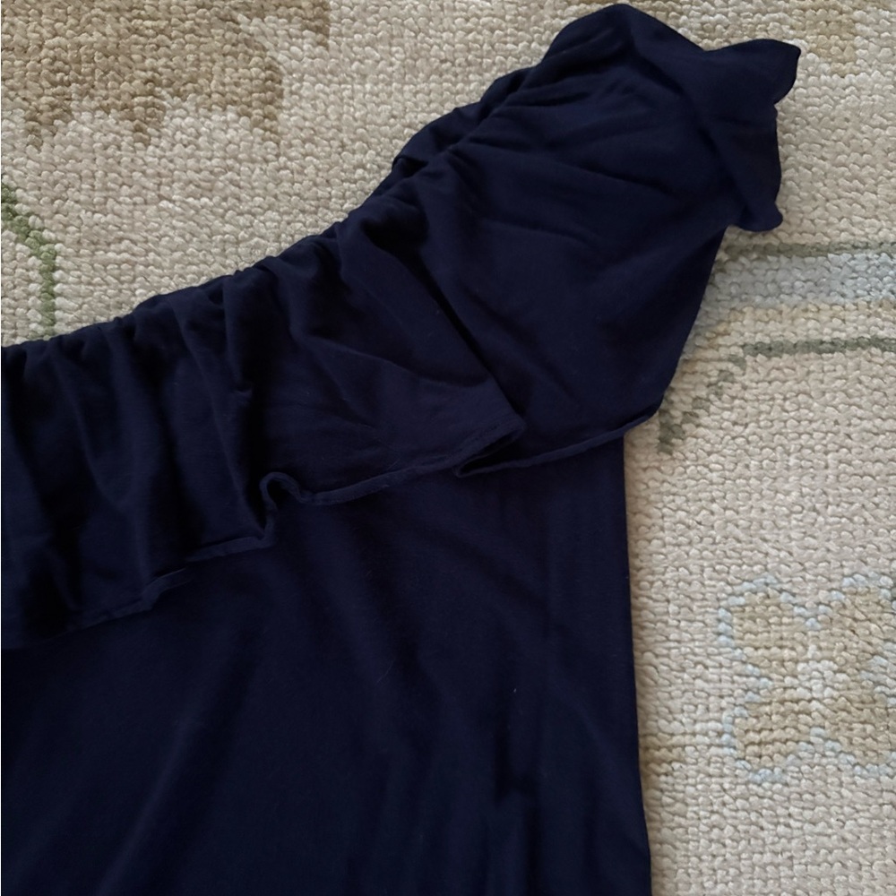 Lilly Pulitzer Navy Ruffle One Shoulder Top - Picture 3 of 5